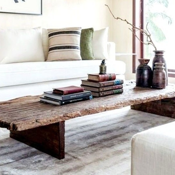 Rustic Large Coffee Table, Live Edge Table, Live Edge Furniture, Farmhouse Furniture, Reclaimed Wood