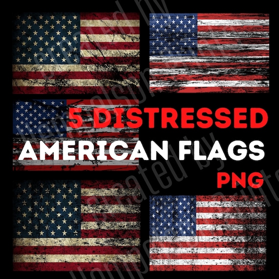 Bundle of 5 American Flags ,  Distressed  Grunge Retro American Flag Png, USA Flag Png, American Background Png,  Background Png Design,