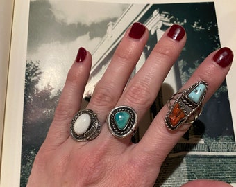 Choice of vintage sterling silver rings