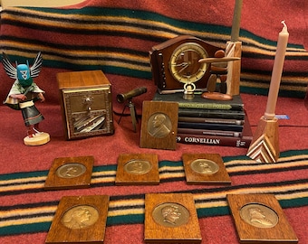 Mounted Presidential bronze coins