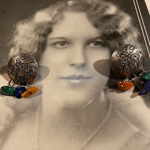 Sterling Silver and Mixed Stone End of The Trail Earrings