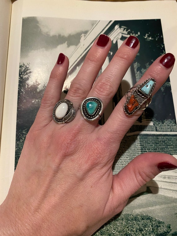 Choice of vintage sterling silver rings