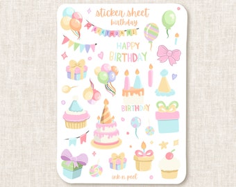 Sticker Sheet - Happy Birthday | journaling stickers for your planner