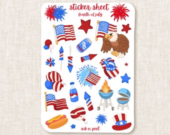 Sticker Sheet - Fourth of July | journaling stickers for your planner
