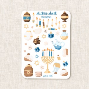 Feuille d'autocollants - Hannukah | Stickers de journalisation pour votre agenda