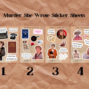 Murder She Wrote Sticker Sheet Set / Laptop stickers / Tumbler stickers