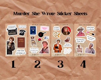 Murder She Wrote Sticker Sheet Set / Laptop stickers / Tumbler stickers