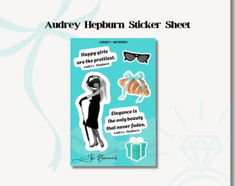 Audrey Hepburn Sticker Sheet | Classic Hollywood Stickers | Vintage Glamour | Elegant Quote Stickers | Film Lover Gift
