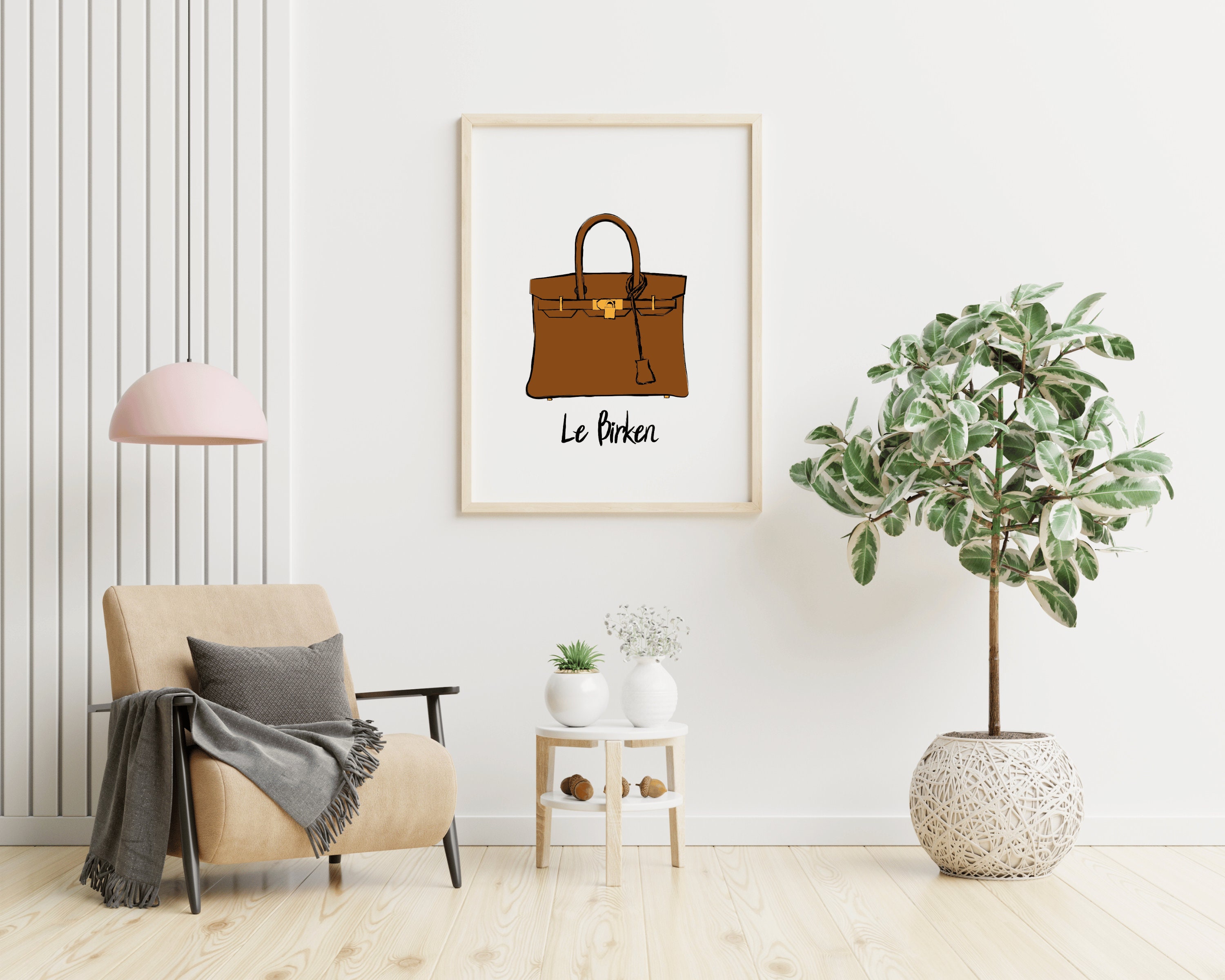 The Brown Birkin I Fashion Bag Poster I Fashion Illustration - Etsy