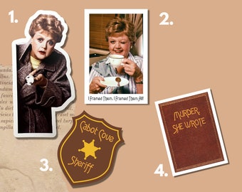 Murder She Wrote Magnet Set / Jessica Fletcher / Cabot Cove / Angela Lansbury / Classic tv magnets