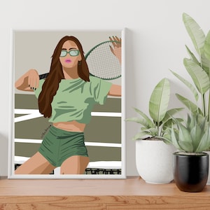 Tennis Wall Art | Digital Print | Sports Art | Contemporary Art | Minimalist Design | Sage Green Home Decor