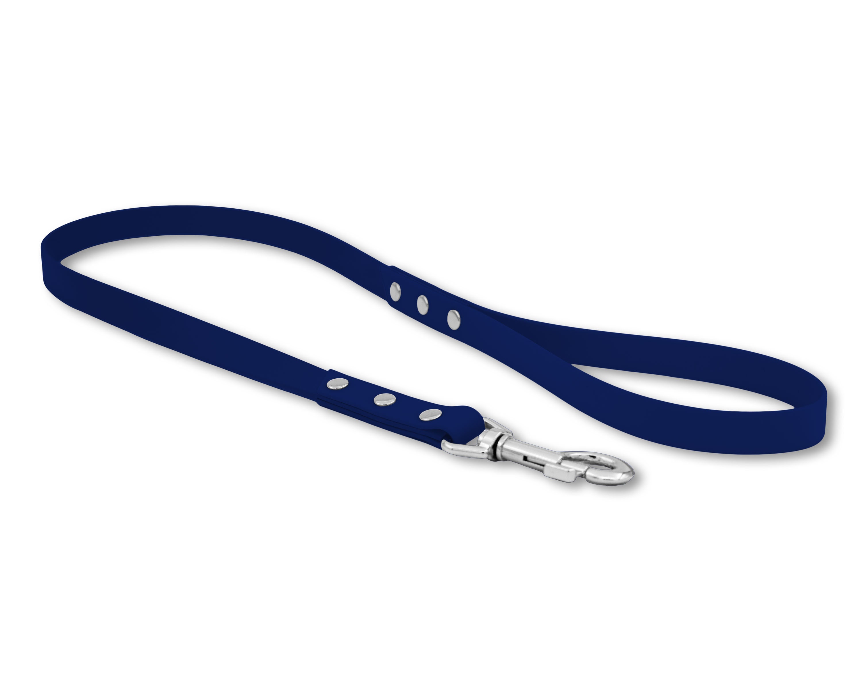 Laisse Chic Unie Pour Chien en Biothane Bleu Marine Navy avec Mousqueton Noir Mat, Rose Gold ou Arge