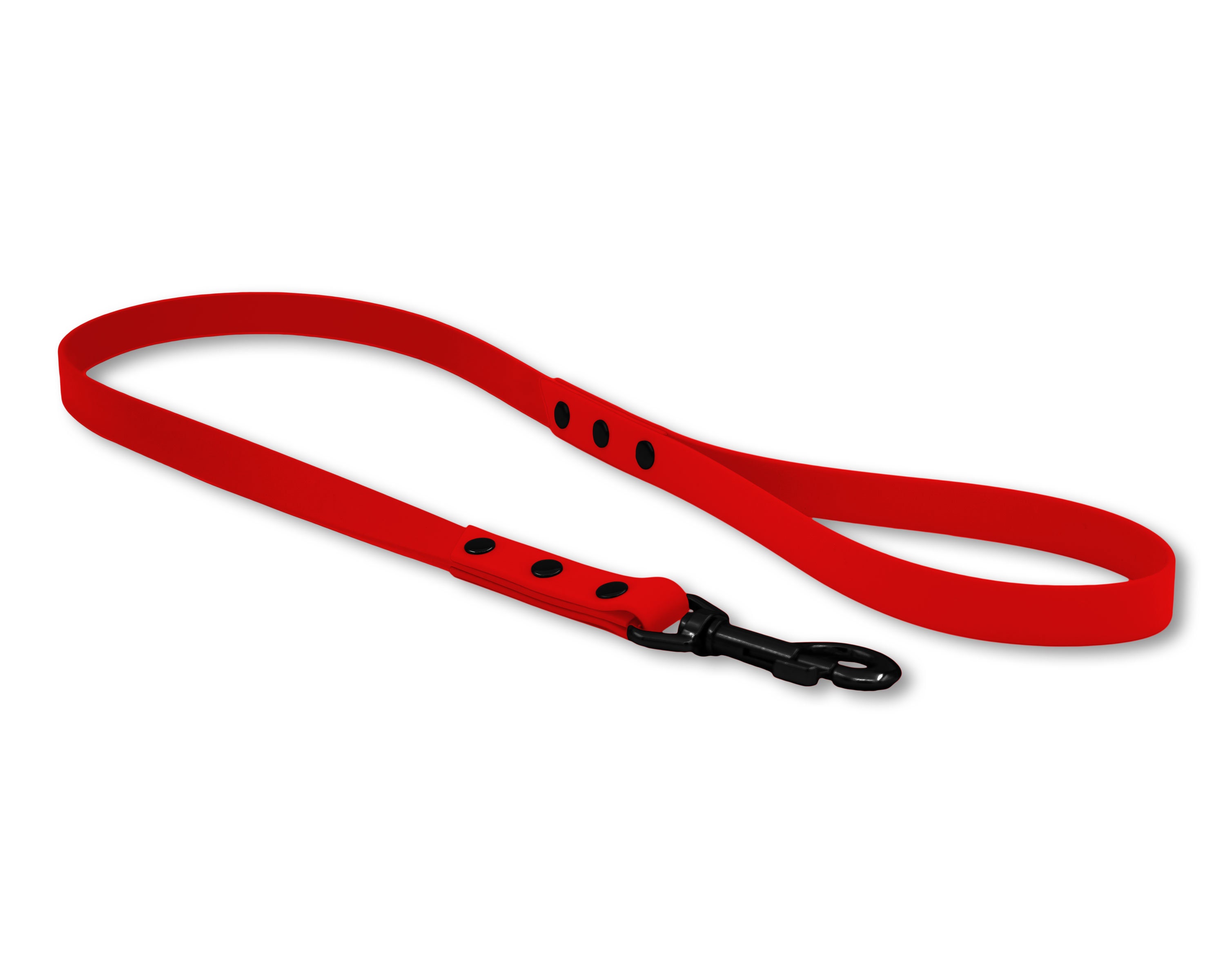 Laisse Chic Unie Pour Chien en Biothane Rouge avec Mousqueton Noir Mat, Rose Gold ou Argent - Solide