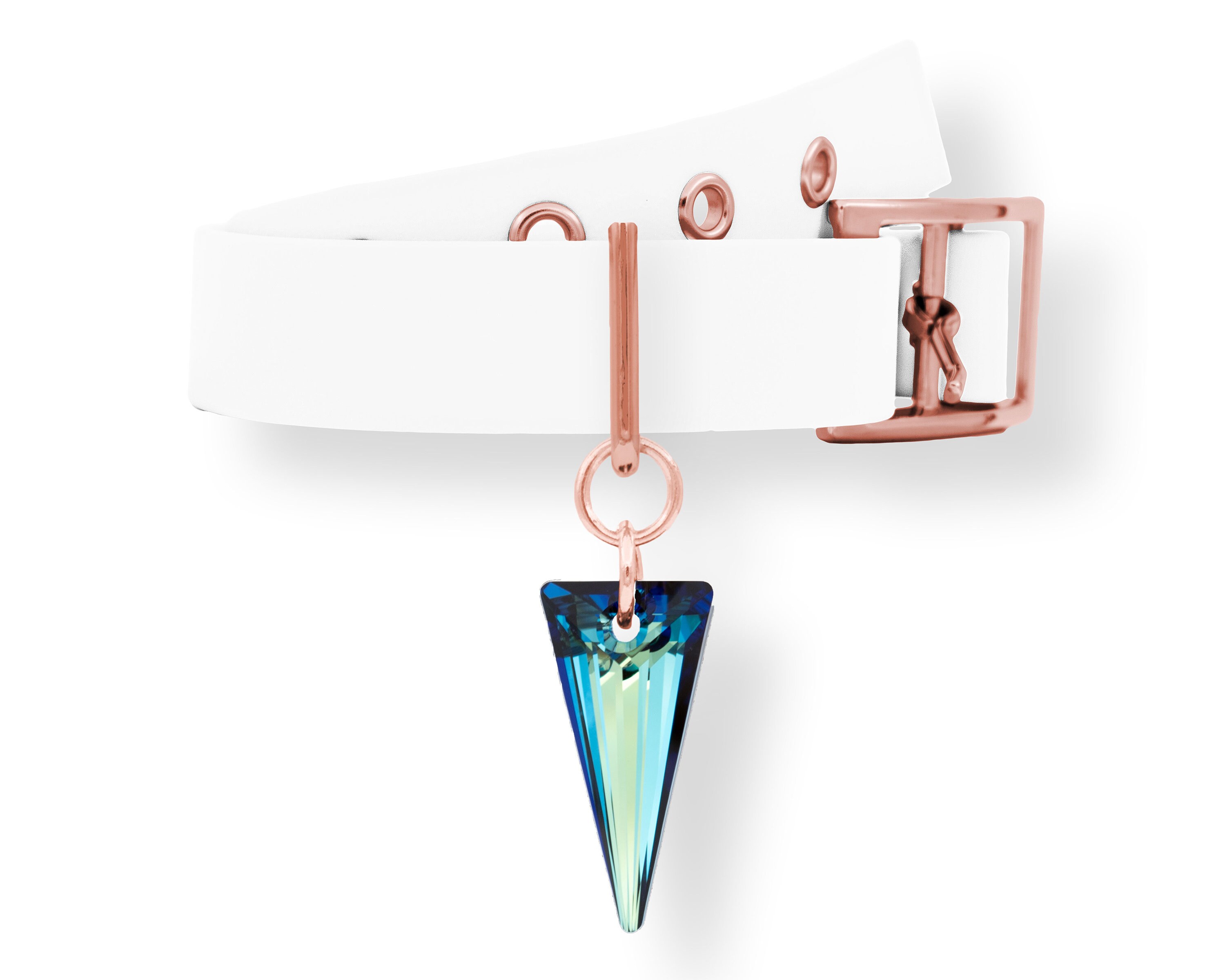 Pendentif et Collier Pour Chien ou Chat Cristal Swarovski Par Jean Paul Gaultier Monté sur Biothane 