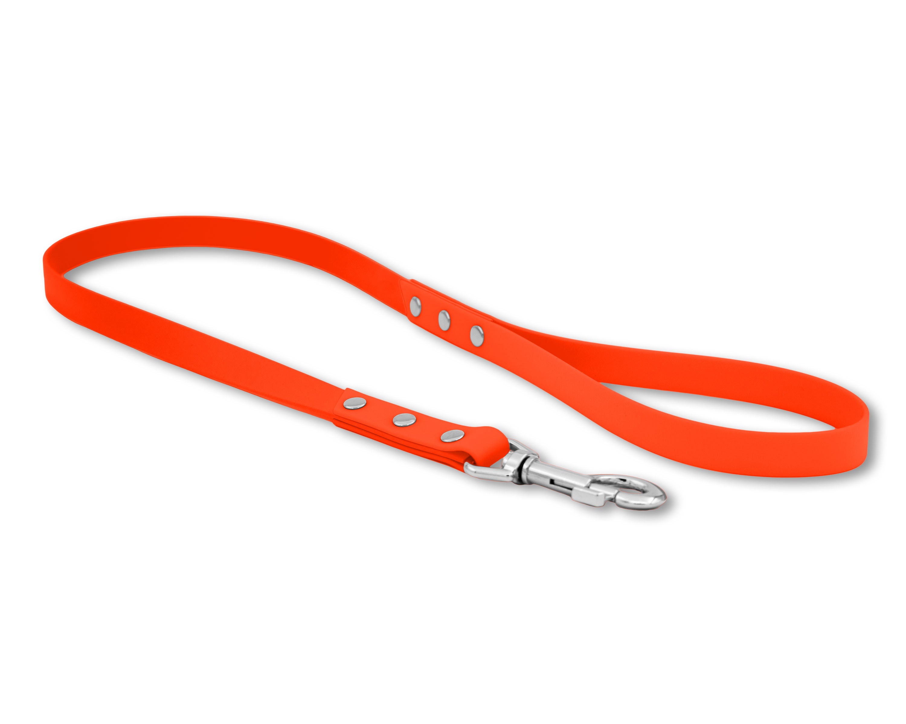 Laisse Chic Unie Pour Chien en Biothane Orange avec Mousqueton Noir Mat, Rose Gold ou Argent - Solid