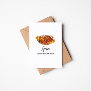 Amber Healing Crystal Wenskaart Serenity Protection Healing Aquarel Edelsteen Lege kaart