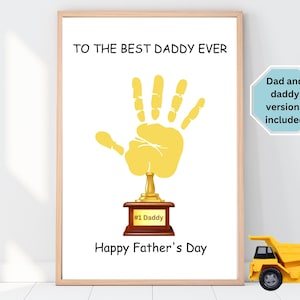 Vatertag Handabdruck Handwerk druckbare Trophäe Vatertagsgeschenk von Kinderandenken Geschenk für Papa Bester Papa aller Zeiten Nummer 1 Papa Vorschulkunst Kunst