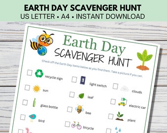 Earth Day Scavenger Hunt, Earth Day Printable Activities, Environmental Activity For Kids And Adults, Mother Earth Spring Classroom Game