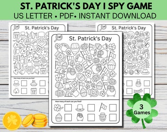 St. Patrick's Day I Spy Printable Game For Kids St. Patrick's Day Activities Classroom Counting Worksheets Look And Find St Paddys Day Games