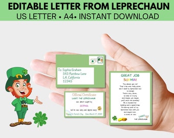 Letter From Leprechaun Trap Letter Editable Leprechaun Letter St. Patrick's Day Printable Template Miniature Lucky The Leprechaun Note Kids