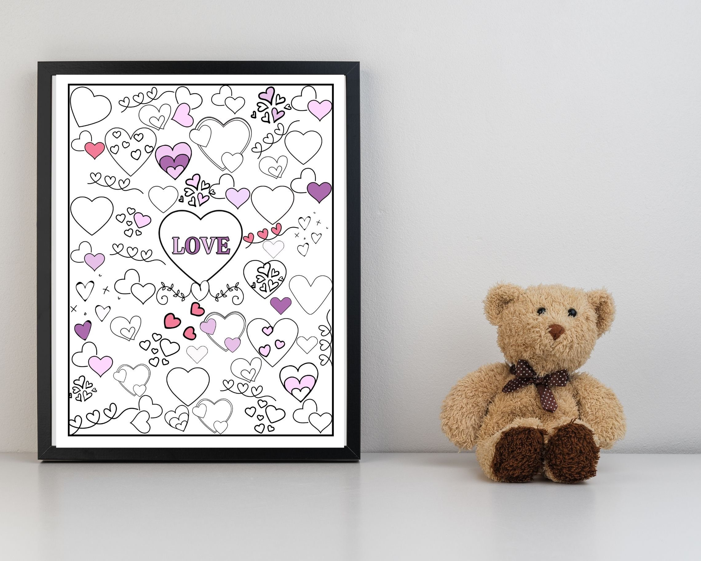 Valentine's Day Heart Coloring Page, Love Coloring Page, Cute Valentine ...