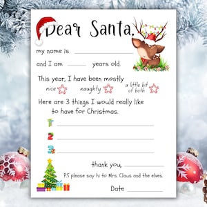 Lieber Weihnachtsmann Brief, Brief an Santa druckbar, Kinderbrief an Santa, Weihnachtswunschliste, Brief an Santa Vorlage, Weihnachtsbrief, Weihnachtsmann