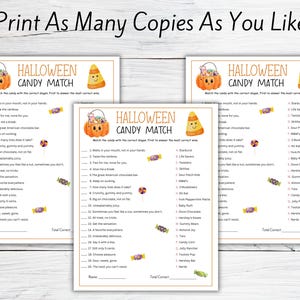 Halloween Candy Match Game, Halloween Trivia, Halloween Party Games Printable, Halloween Game For Kids Teens Adult, Halloween Quiz Classroom image 5
