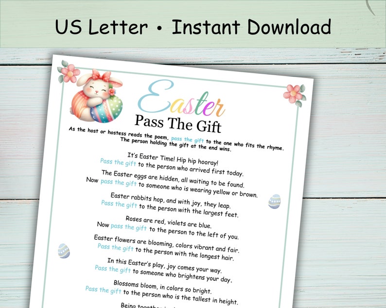 Easter Game, Pass The Gift Game, Easter Party Games, Printable Easter Activities, Pass The Parcel, Easter Group Game, Easter Family Games image 4