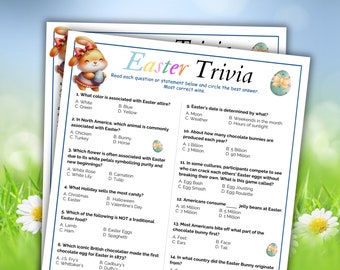 Easter Trivia Game, Easter Games Printable, Easter Party Games, Easter Quiz, Fun Easter Activity For Kids Teens Adults Seniors Classroom