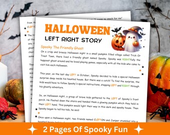 Left Right Halloween Game, Halloween Printable Game, Pass The Pumpkin Halloween Party Game, Fun Halloween Activity Group Game Kid Teen Adult