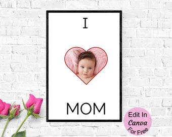 Personalized Mothers Day Photo Gift, Mother's Day Custom Photo, Mom Photo Frame, Printable Gift For Mommy Birthday Gift From Kids Editable