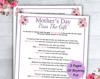 Mothers Day Games, Pass The Gift Game, Mothers Day Brunch Ideas, Mothers Day Party Games, Pass The Parcel, Mom Games Printable Group Games