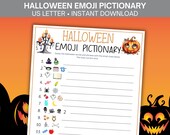 Halloween Emoji Pictionary Game, Halloween Quiz, Fun Halloween Games, Halloween Party Games Printable Kids Teens Adults Classroom Activities
