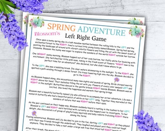 Jeux de printemps à imprimer, Jeu de printemps gauche droite, Jeu de fête de printemps, Offrez un cadeau, Offrez un prix, Activité printanière amusante Enfants Adultes Groupes de jeunes