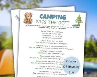 Camping Game, Camping Pass The Gift, Camping Party Printable, Camping Activities For Kids Teens Adults, Fun Summer Group Game Girl Boy Scout
