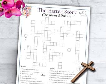 Christian Easter Crossword Puzzle Easter Games Printable Holy Week Bible Activity Word Game Easter Story Trivia Religious Quiz Kids Adults