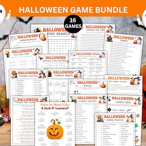 Halloween Games Bundle, Printable Halloween Games, Halloween Party Game, Halloween Activity, Fun Halloween Games Kids Teens Adults Classroom