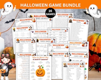 Halloween Games Bundle, Printable Halloween Games, Halloween Party Game, Halloween Activity, Fun Halloween Games Kids Teens Adults Classroom