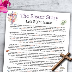 Easter Games Printable, Easter Story Left Right Game, Church Easter, Holy Week Activity Religious Bible Easter Family Party Game He Is Risen