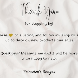 May include: Thank You for stopping by! Please ❤️ this listing and follow my shop to stay up to date on new products and sales. Questions? Message me and I will be more than happy to help. Princeton's Designs