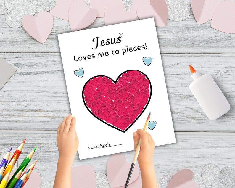 Christian Valentine's Day Craft Jesus Loves Me to Pieces, Printable ...
