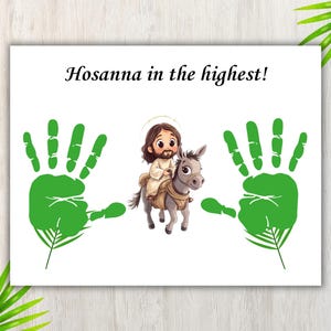 Holy Week Activity, Palm Sunday Handprint Craft, Printable Easter Activity, Easter Story Handprint Art, Sunday School Bible Lesson For Kids