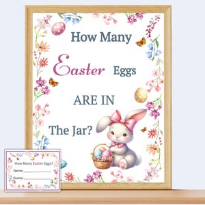 Guess How Many Easter Eggs Game, Printable Easter Game, Fun Easter Activity, Easter Group Game Icebreaker Idea For Kids Teens Adults Seniors