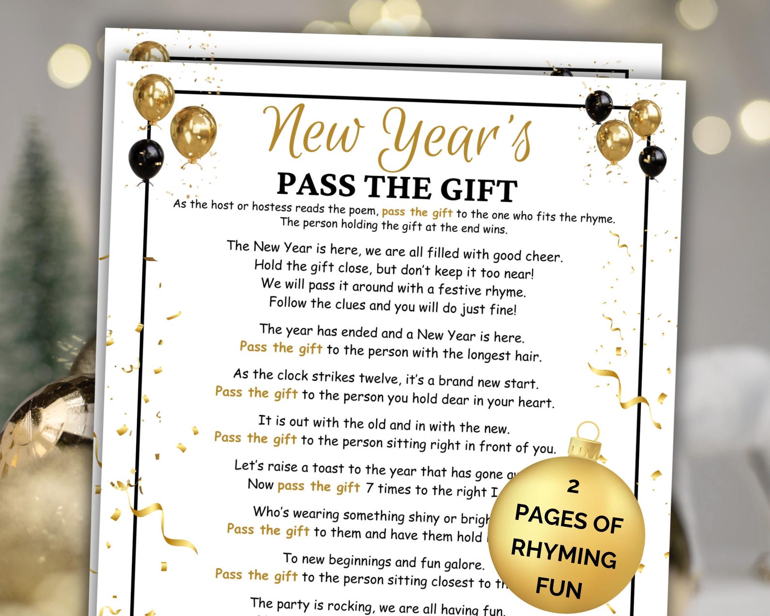 New Years Pass the Gift Game, Printable New Year Party Game Ideas, New Year Trivia, New Year's ...