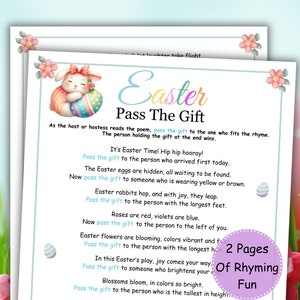 Easter Game, Pass The Gift Game, Easter Party Games, Printable Easter Activities, Pass The Parcel, Easter Group Game, Easter Family Games image 1