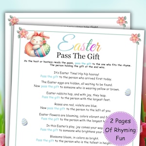 Easter Game, Pass The Gift Game, Easter Party Games, Printable Easter Activities, Pass The Parcel, Easter Group Game, Easter Family Games image 1