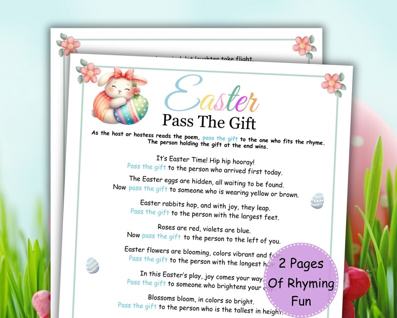 Easter Game, Pass The Gift Game, Easter Party Games, Printable Easter Activities, Pass The Parcel, Easter Group Game, Easter Family Games image 1