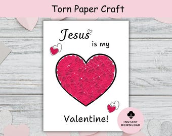 Jesus är min Valentine Kristen Alla hjärtans dag Bibelpyssel, Utskrivbar Alla hjärtans dag Hemundervisning Söndagsskoleaktivitet, Papperspyssel