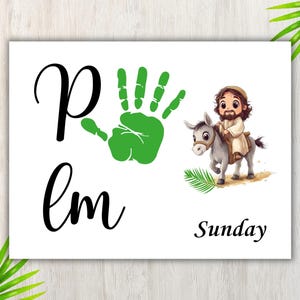 Easter Story Craft, Palm Sunday Handprint, Holy Week Activity, Easter Handprint Art, Printable Easter Activity Sunday School Lesson For Kids
