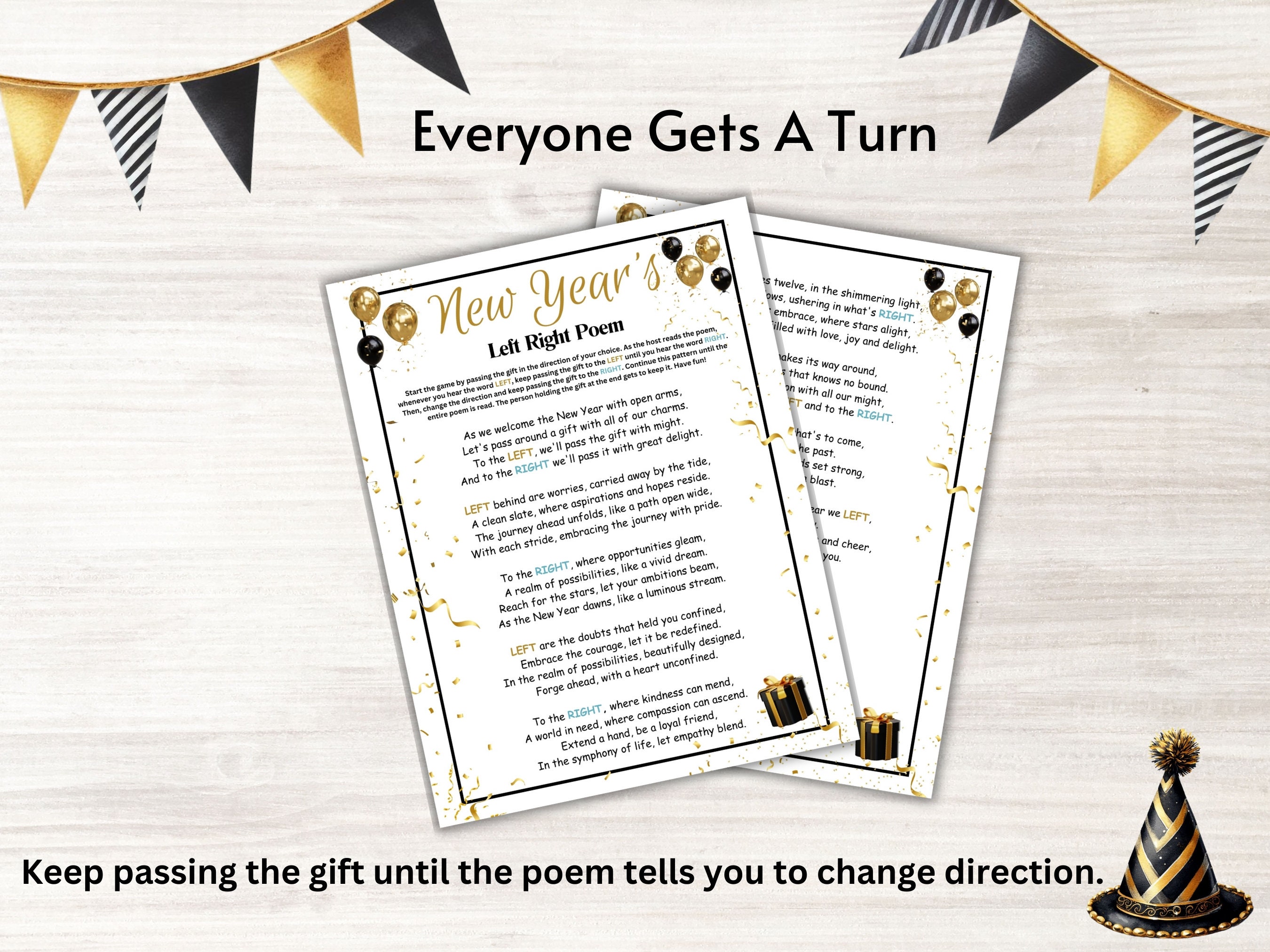 New Year Left Right Game, New Years Eve Party Games, New Year Game ...